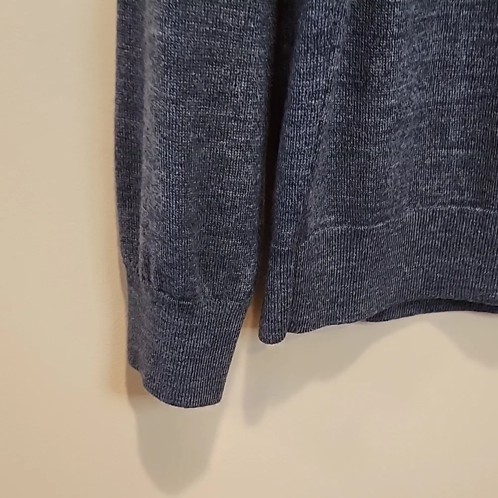J. Crew Woll Blended  Men's Heathered Navy Gray Long Sleeve Polo